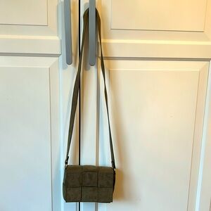 Convertible crossbody/belt bag in faux suede